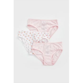 Set de chiloti din bumbac cu imprimeu cu inimi - 3 perechi