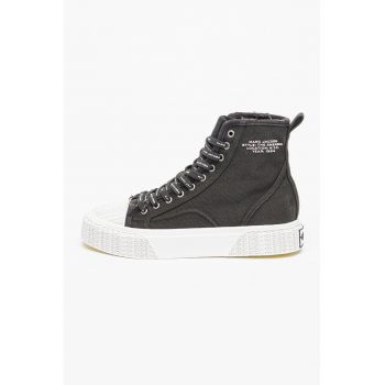 Tenisi high-top cu sireturi contrastante