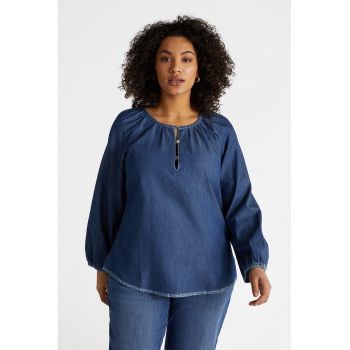 Bluza din chambray cu maneci lungi