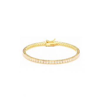 Bratara Superba Tennis Din Argint Placata Cu Aur Galben De 18K