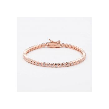 Bratara Tennis Din Argint Placata Cu Aur Rose De 18K