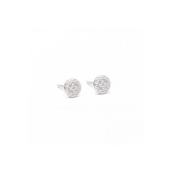 Cercei Argint Round Incrustati Cu Cristale Zirconia