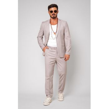 Costum regular fit cu model uni