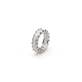 Inel Stralucitor Tennis Placat Cu Aur Alb De 14K