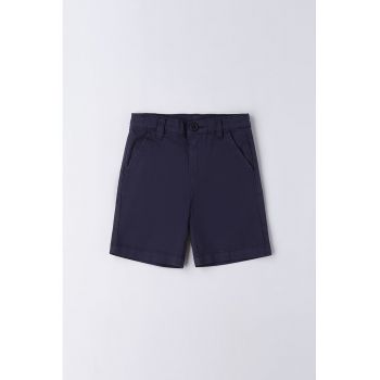 Pantaloni scurti din amestec de bumbac cu model uni
