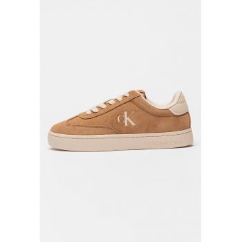 Pantofi sport cu talpa flatform - din piele intoarsa