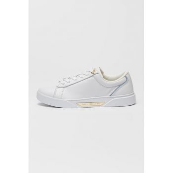 Pantofi sport de piele cu logo metalic