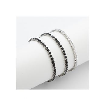 Set 3 Bratari Tennis Placate Cu Aur Alb