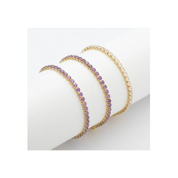 Set 3 Bratari Tennis Placate Cu Aur Si Cristale Zirconia