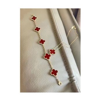 Set Bijuterii Colier Si Bratara Floare Rosie