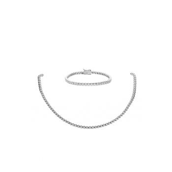 Set Bijuterii Tennis Din Argint Rodiat 925 Si Cristale Zirconia