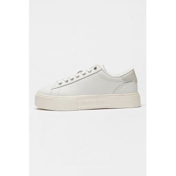 Tenisi low-cut din piele cu platforma