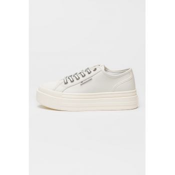Tenisi low-cut din piele cu platforma