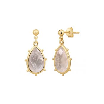 Cercei placati cu aur de 14K cu quartz