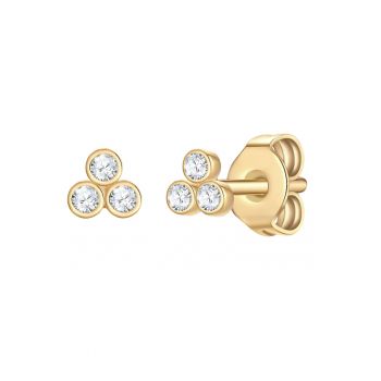 Cerceri cu tija - placata cu aur de 14K - cu zirconia