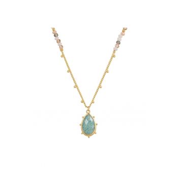 Colier placat cu aur de 14K cu amazonit si zirconia