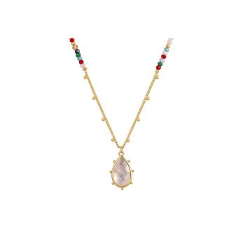 Colier placat cu aur de14K cu quartz si zirconia