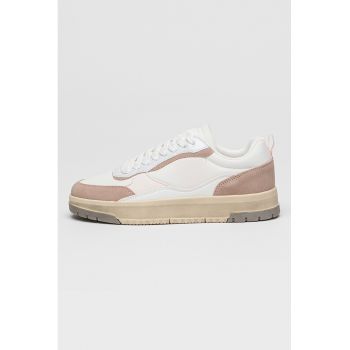 Pantofi sport cu garnituri de piele si material textil