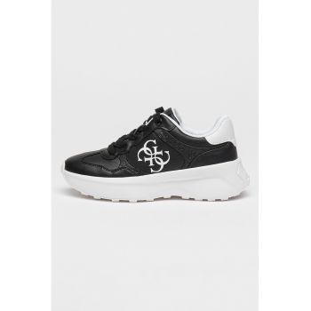 Pantofi sport de piele ecologica cu logo
