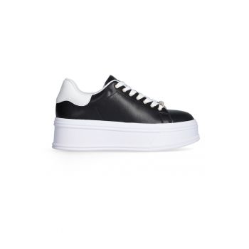 Pantofi sport din piele cu platforma si detalii metalice