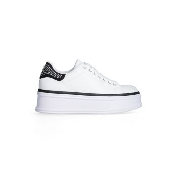 Pantofi sport din piele cu platforma si strasuri