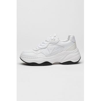 Pantofi sport din piele ecologica cu logo aplicat