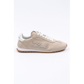 Pantofi sport din piele nabuc cu logo