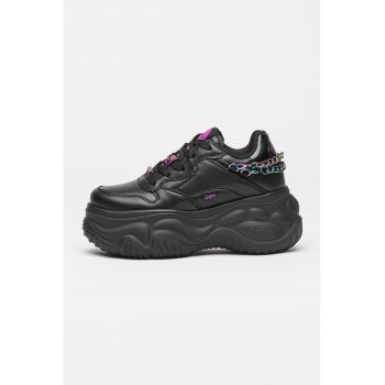 Pantofi sport flatform de piele ecologica