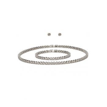 Set Splendor Argintiu Cu Cristale Zirconia Ilaria