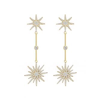 Cercei placati cu aur de 18K - cu zirconia