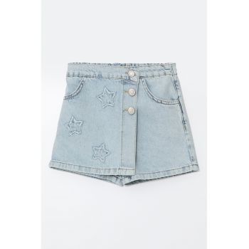 Fusta-pantalon uni din denim
