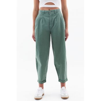 Pantaloni cu model uni si croiala conica
