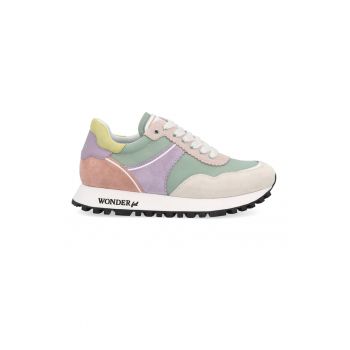 Pantofi sport cu detalii de piele intoarsa si cu aspect colorblock