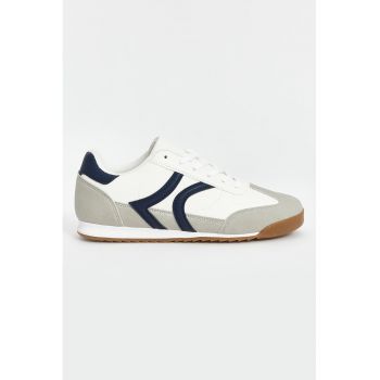 Pantofi sport de piele ecologica cu detalii contrastante
