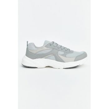 Pantofi sport de piele ecologica cu insertii textile