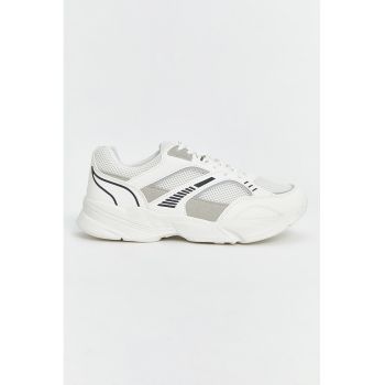 Pantofi sport de plasa cu garnituri de piele ecologica