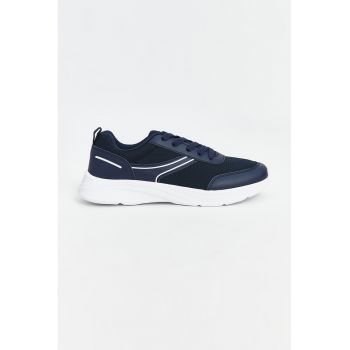 Pantofi sport din material textil cu insertii din piele ecologica