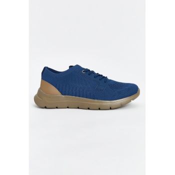 Pantofi sport din material textil cu segment de piele ecologica pe spate