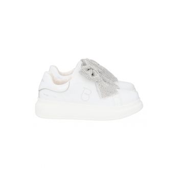 Pantofi sport din piele cu aplicatii cu funda