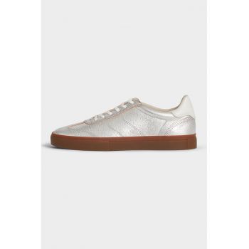 Pantofi sport din piele cu aspect metalizat