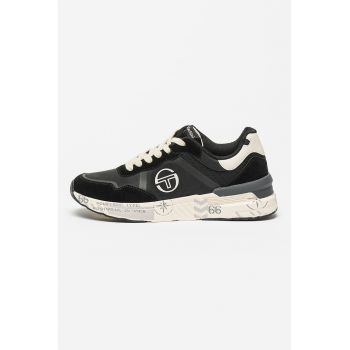 Pantofi sport din piele intoarsa si material textil cu logo