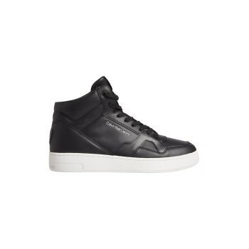 Pantofi sport din piele mid-high cu model cu perforatii