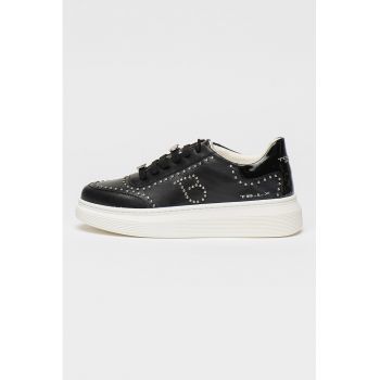 Pantofi sport flatform din piele cu tinte Fenice