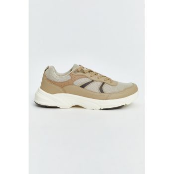 Pantofi sport uni de piele ecologica si plasa