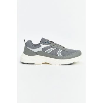 Pantofi sport uni de piele ecologica si plasa