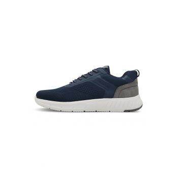Pantofi sport wedge din material textil cu insertii din piele intoarsa