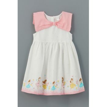Rochie de bumbac cu guler cu funda