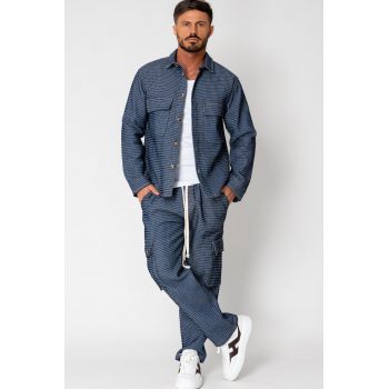 Set Camasa si Pantalon lung cargo Navy/White 15338