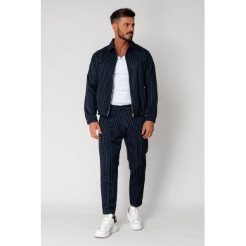 Set Caruso Stripes Jacheta cu fermoar si pantalon lung Navy 15320