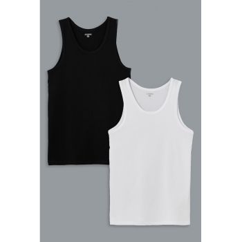 Set de top-uri de casa cu decolteu rotund - 2 piese
